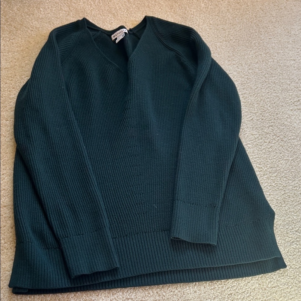 Athleta Dark Green V-Neck Sweater